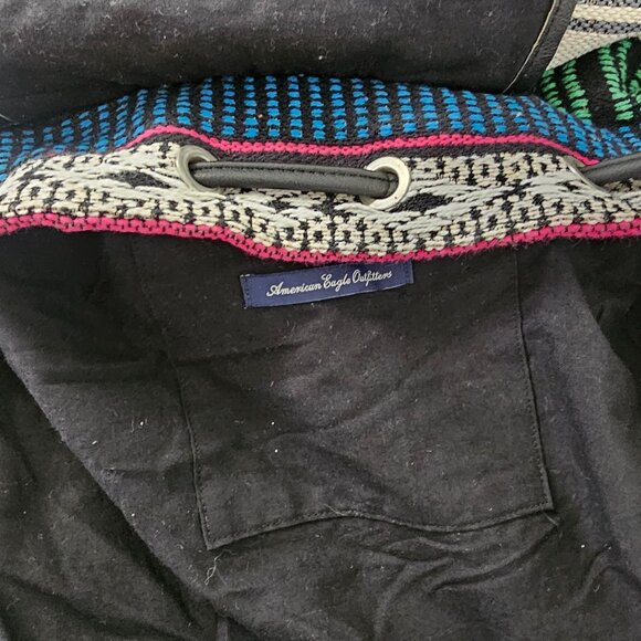 American Eagle Backpack Hippie Granola Gorpcore Boho Festival Stripes Blue Green - Picture 8 of 10